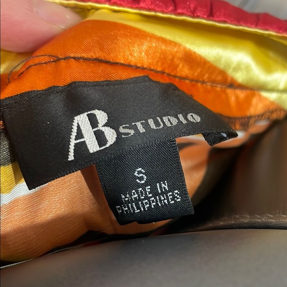 AB Studio Ruched Red and Gold Sleeveless Tank - Picture 7 of 7